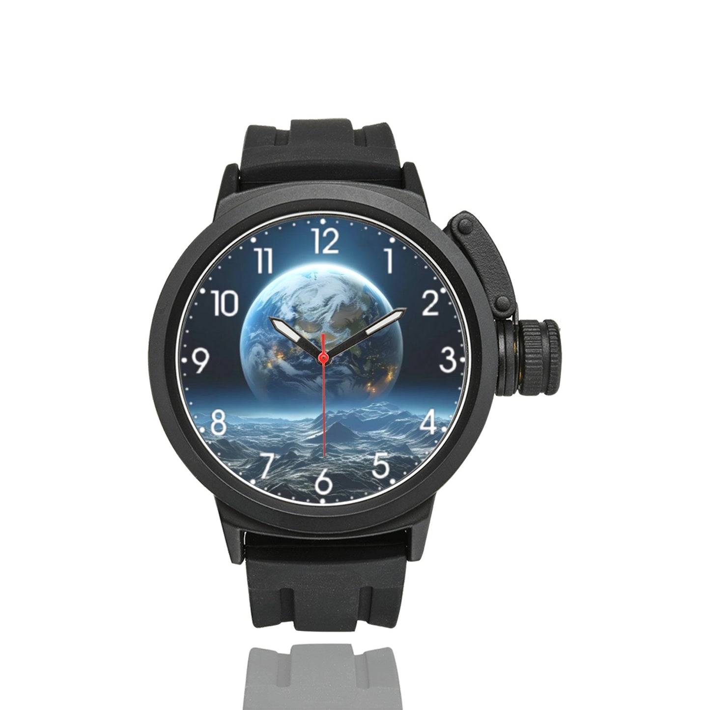 Men's Large Karma Line View To The Earth From the Space Dial Miyota Quartz Movement Waterproof Monogram Sports Watch Name Comes On Dial Your Name Comes On Dial