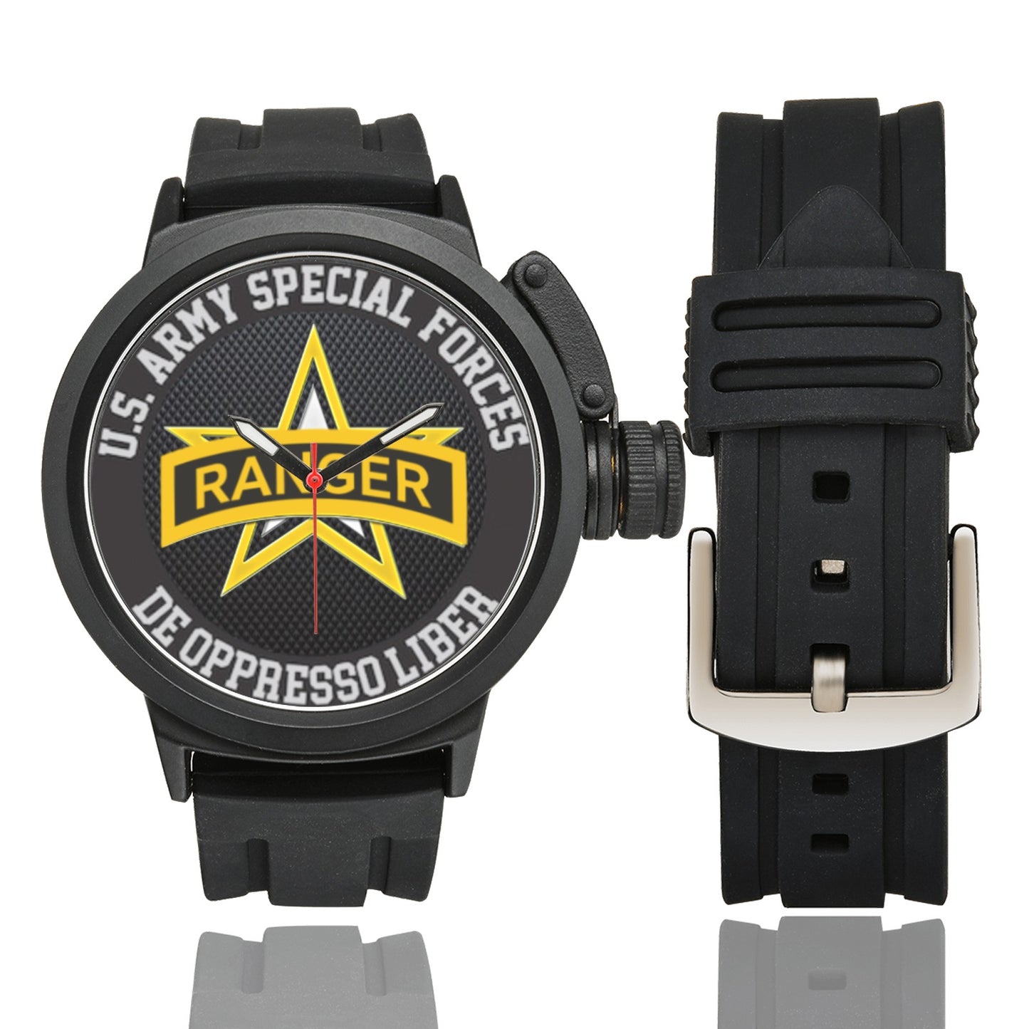 Men's US Army Special Forces Ranger Large Insignia Miyota Quartz Movement Waterproof Monogram Watch Come With Name Or Name And Rank On Dial...