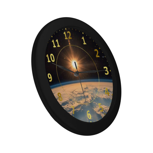 Men's Large Karman Line View Of The Earth Sunset From The Space Outer Wall Clock Circular Plastic Wall clock