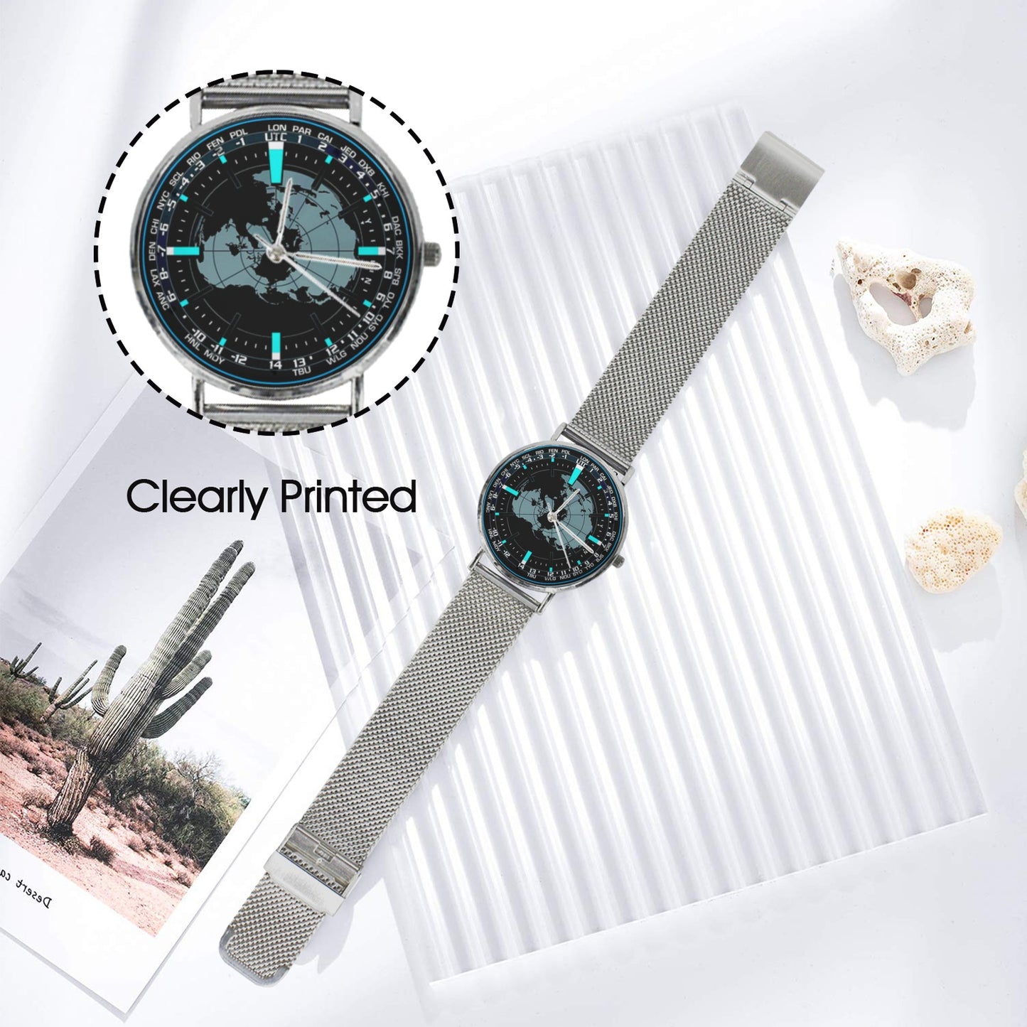 3D Aviator's Dial In Black Bright Tiel Blue Silver All Stainless Steel Monogram Dress Watch Men's Steel Bracelet Watch Without Numbers Come With Name Or Name And Rank On Dial...