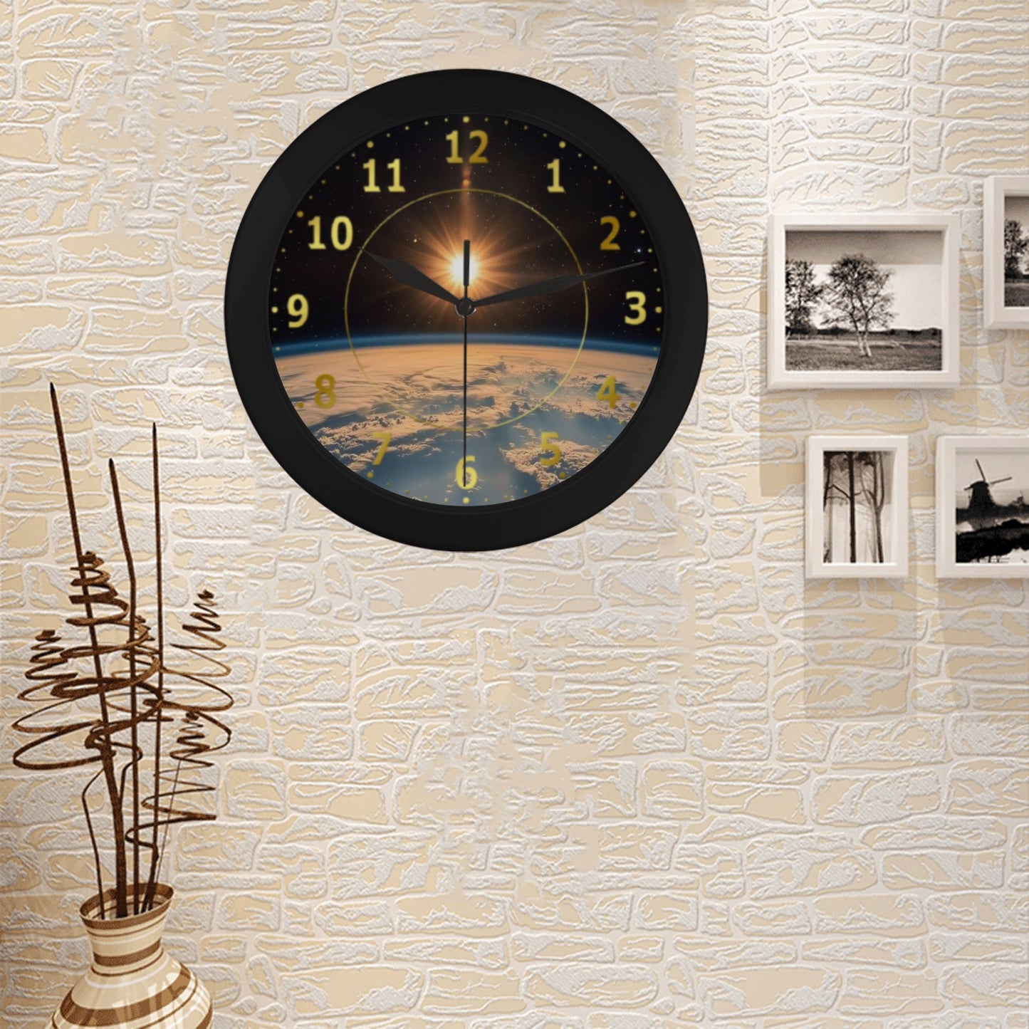 Men's Large Karman Line View Of The Earth Sunset From The Space Outer Wall Clock Circular Plastic Wall clock