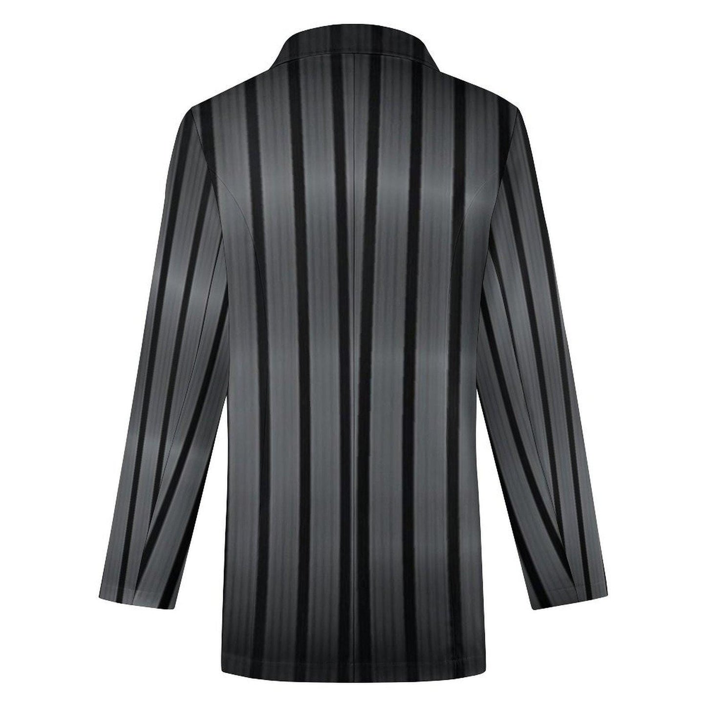 Women's Madison Ave Dark Gray Black Pinstripe Print Summer Dress and Event Blazer Jacket