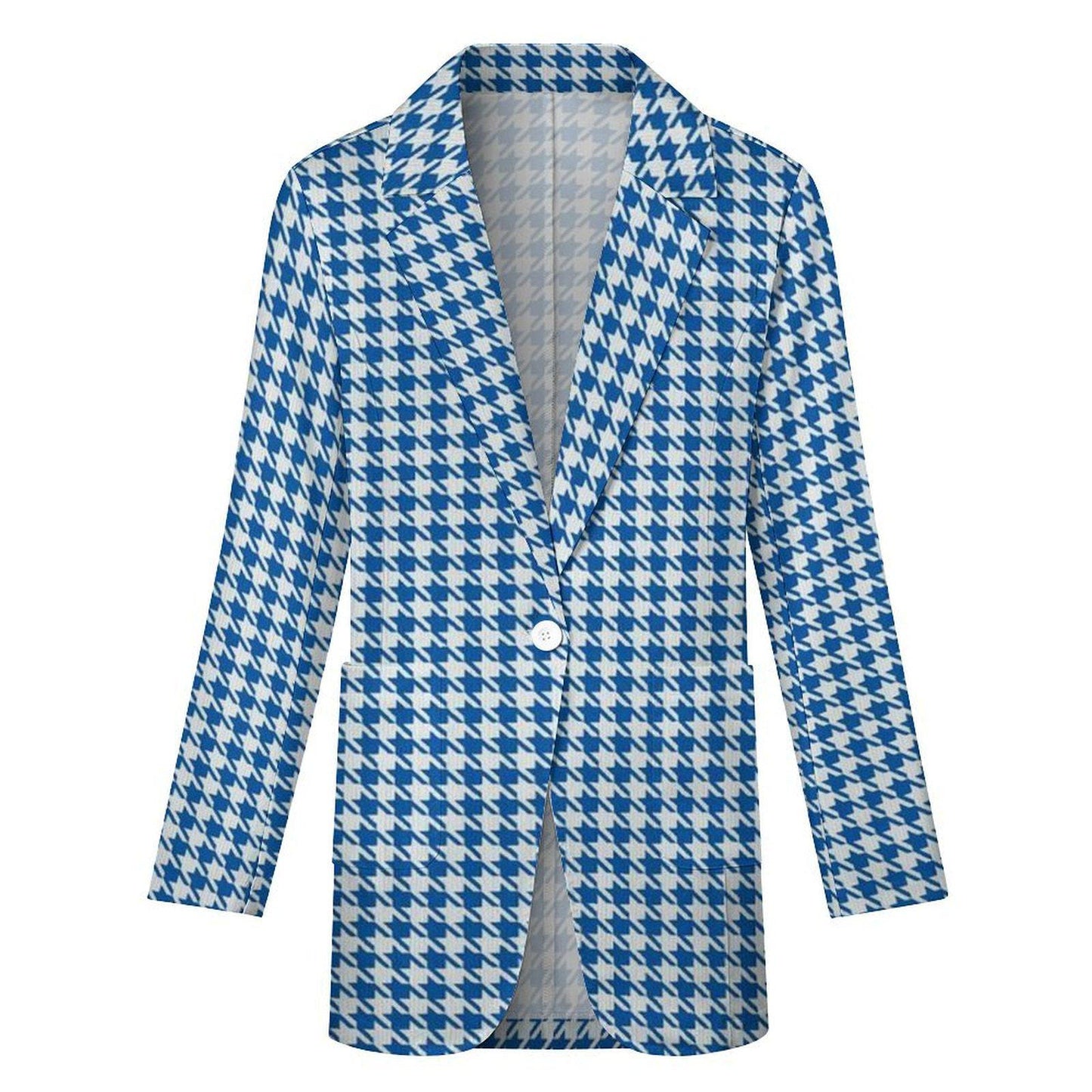 Women's Light Blue White Checkered Formal Summer Event Blazer Jacket...