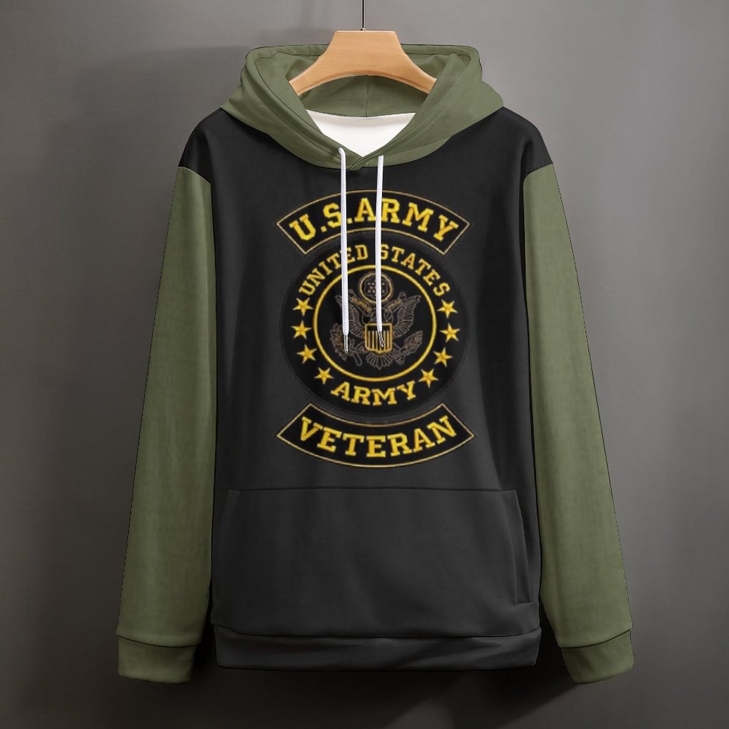 Men's Women's Madison Ave U.S. Army Veteran Black Green Soft Double Layer Loose Fitting Hoodie