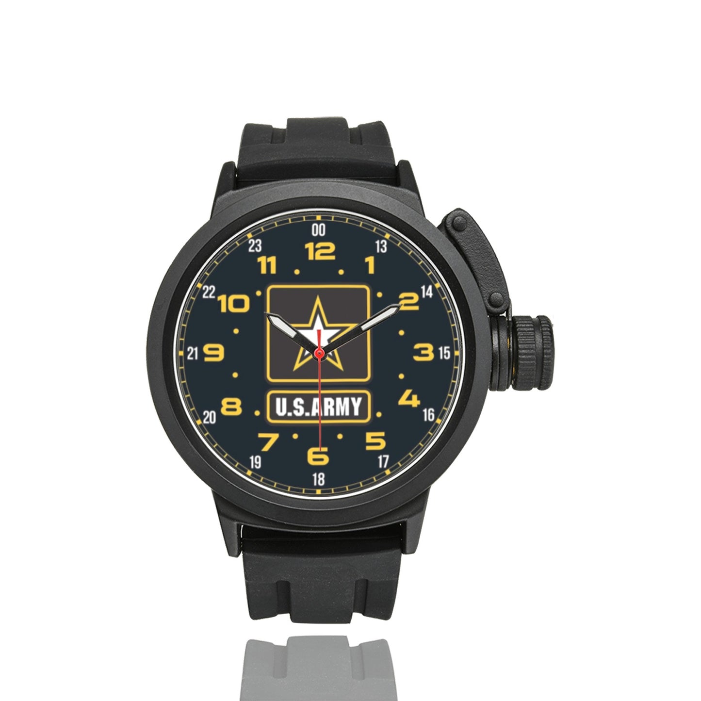 Men's US Army Black Brown White Insignia Dial Miyota Quartz Movement Waterproof Monogram Sports Watch Come With Name Or Name And Rank On Dial...