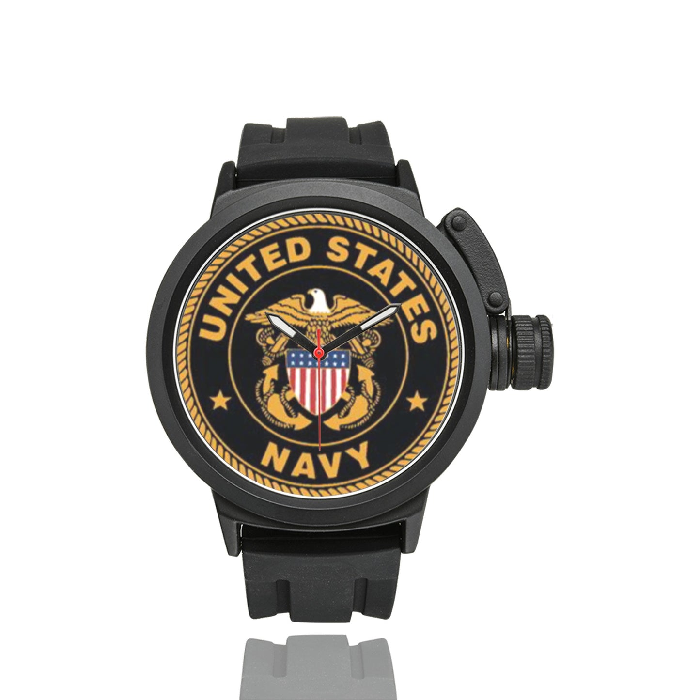 Men's United States Navy Black And Bronze Orange Dial Miyota Quartz Movement Waterproof Monogram Watch Come With Name Or Name And Rank On Dial...