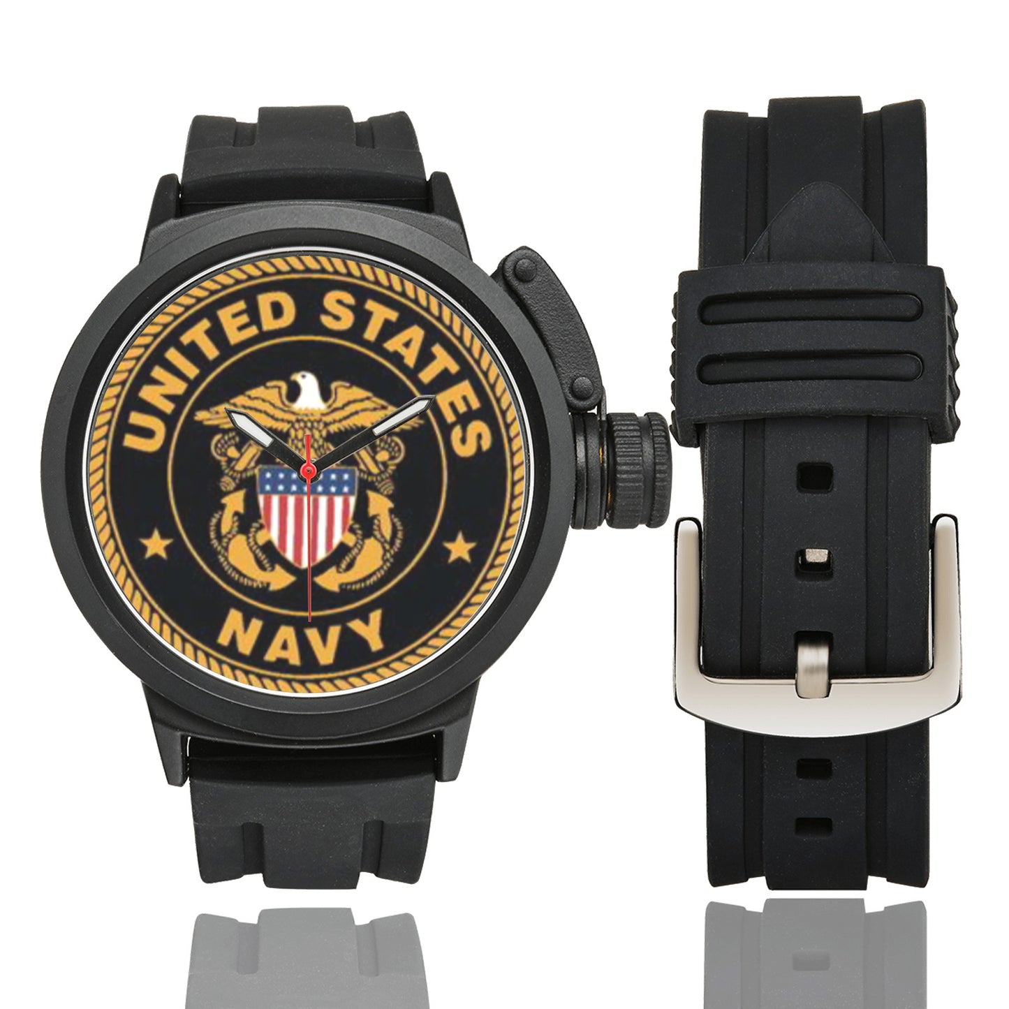 Men's United States Navy Black And Bronze Orange Dial Miyota Quartz Movement Waterproof Monogram Watch Come With Name Or Name And Rank On Dial...