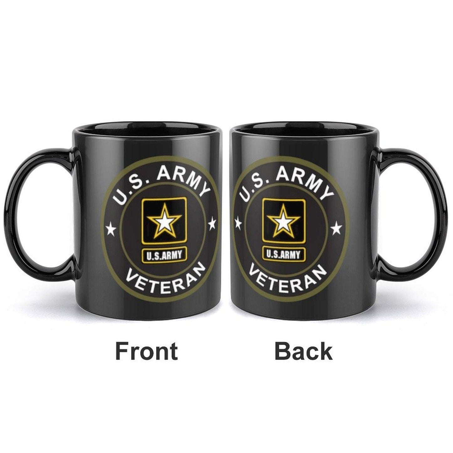 United States Army Veteran Black & Green Emblem Ceramic Coffee Mug (Comes With Your Initials or Rank And Name At No Additional Charge!)