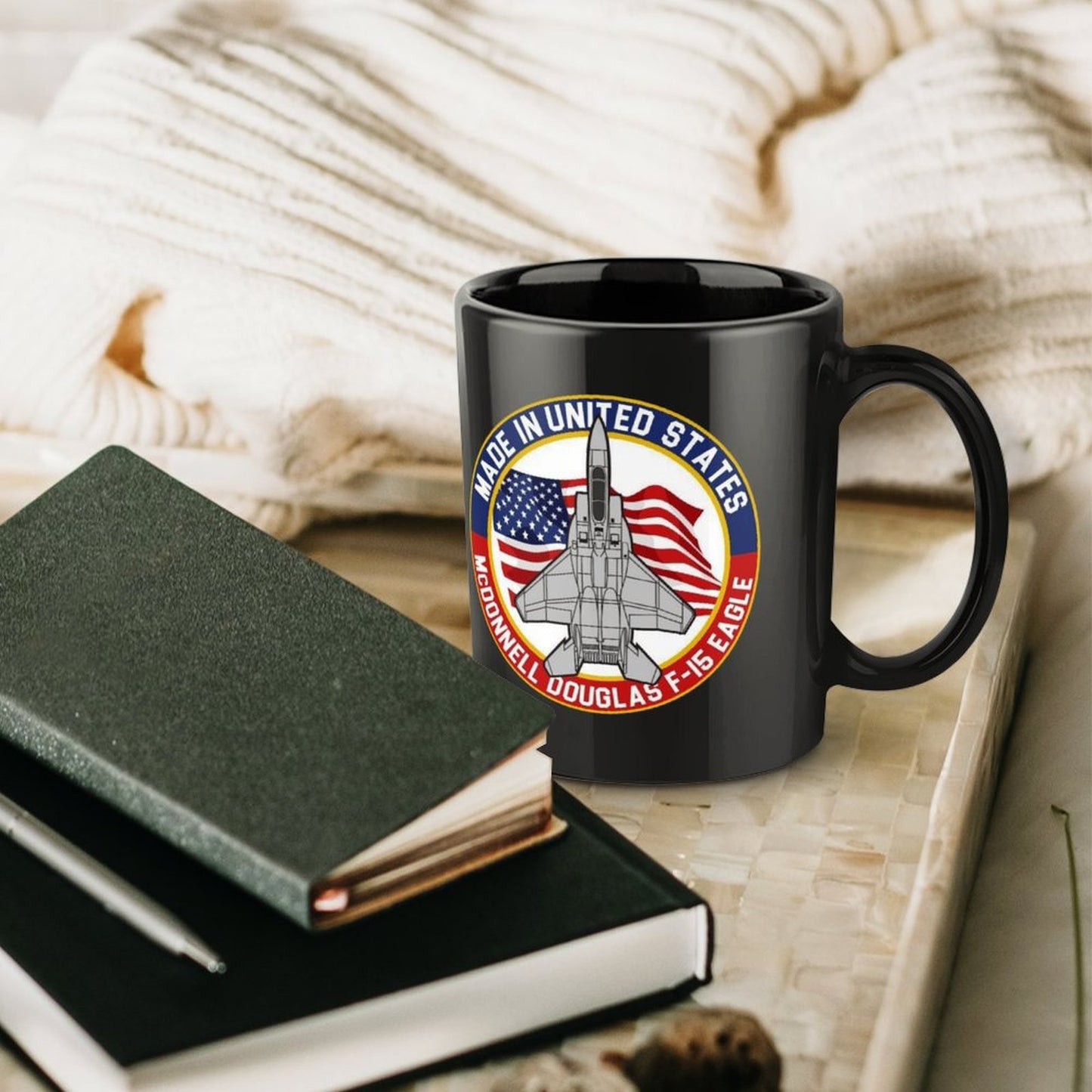 Naval Aviation Born To Fly Emblem On Black Ceramic Coffee Mug (Comes With Your Initials Or Rank And Name Free Of Charge On Mug!)