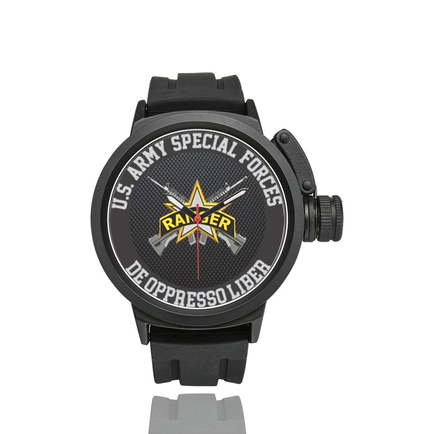Men's Women's Large Black US Army Ranger Special Forces Insignia Waterproof Miyota Quartz Movement Monogram Sports Watch...