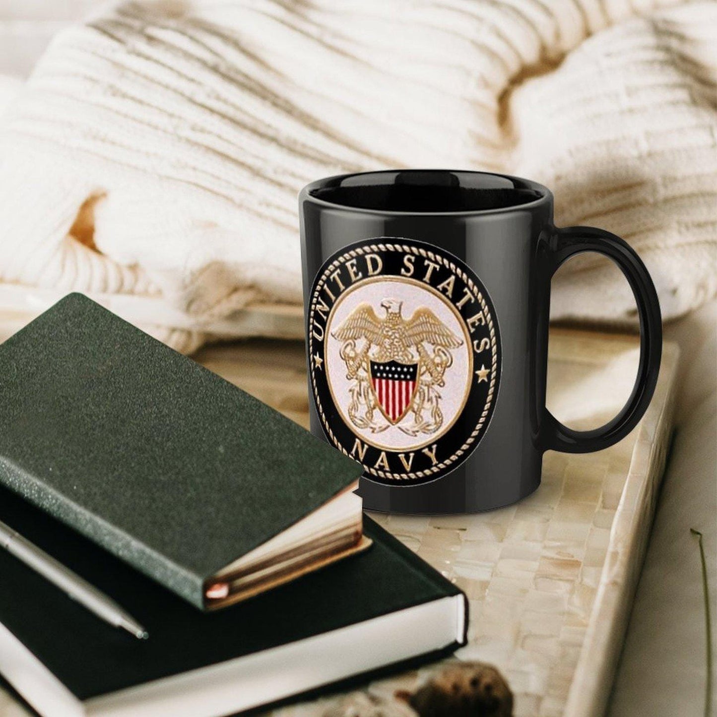 US Navy Emblem Ceramic Coffee Mug Comes With Buyer's Initial Or Rank & Name At No Additional Charge