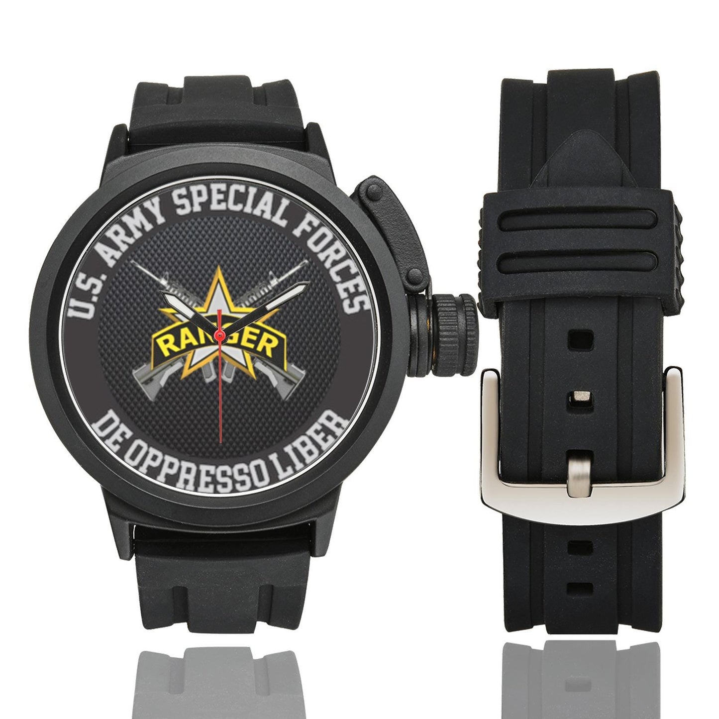 Men's Women's Large Black US Army Ranger Special Forces Insignia Waterproof Miyota Quartz Movement Monogram Sports Watch...