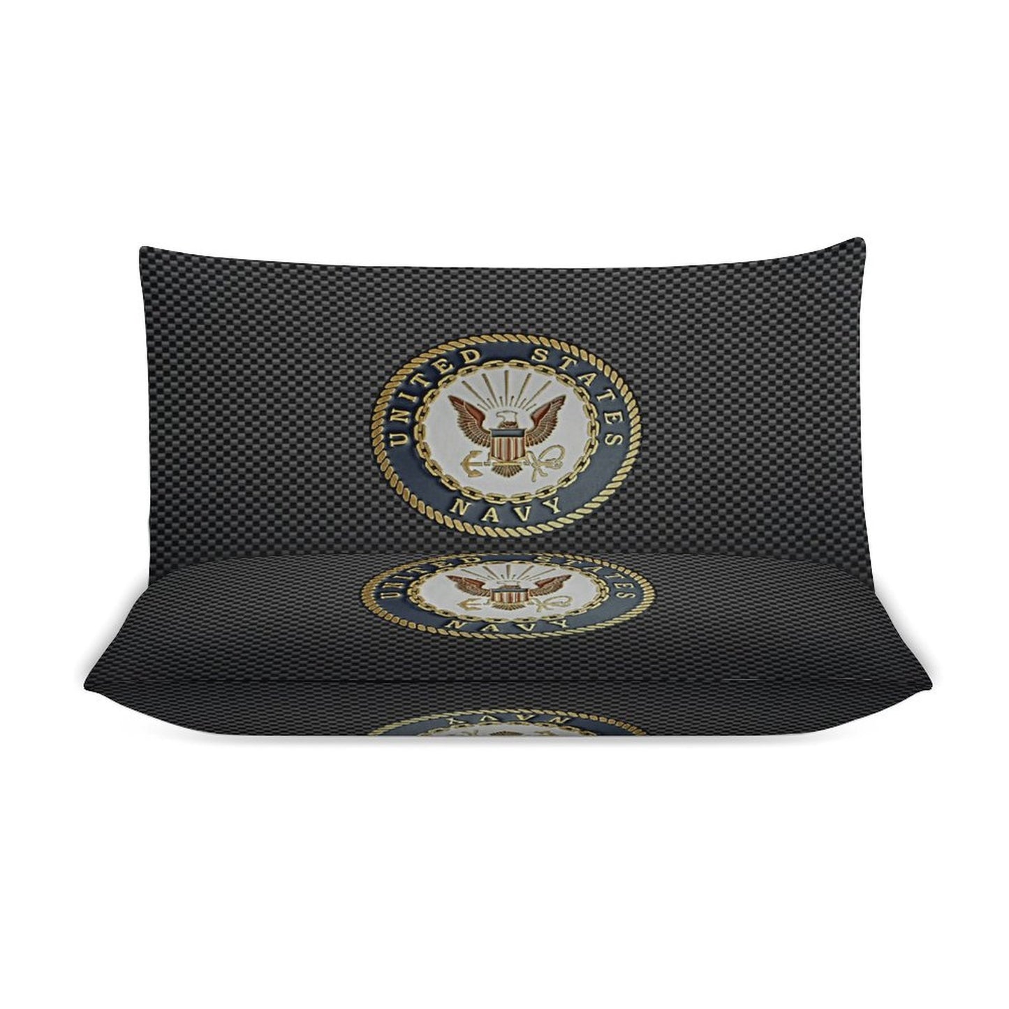 Madison Avenue U.S. Navy Emblem Dark Blue 3-Piece Bedding Set 79"×90" (1 Quilt Cover + 2 Pillowcases) Comes With Name Or Rank Name On Quilt...