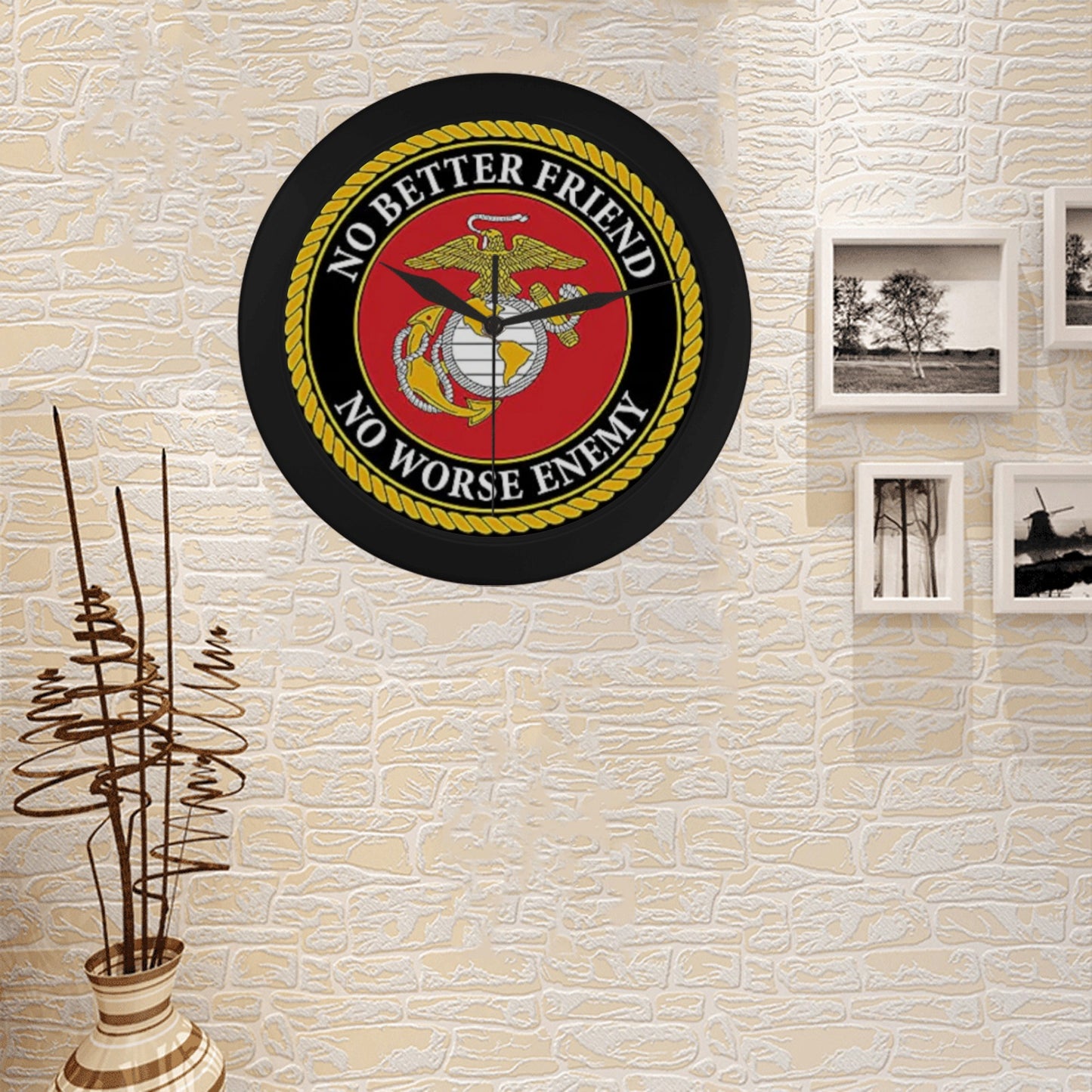 US Navy Gold Red Black Outer Wall Clock Circular Plastic Wall clock