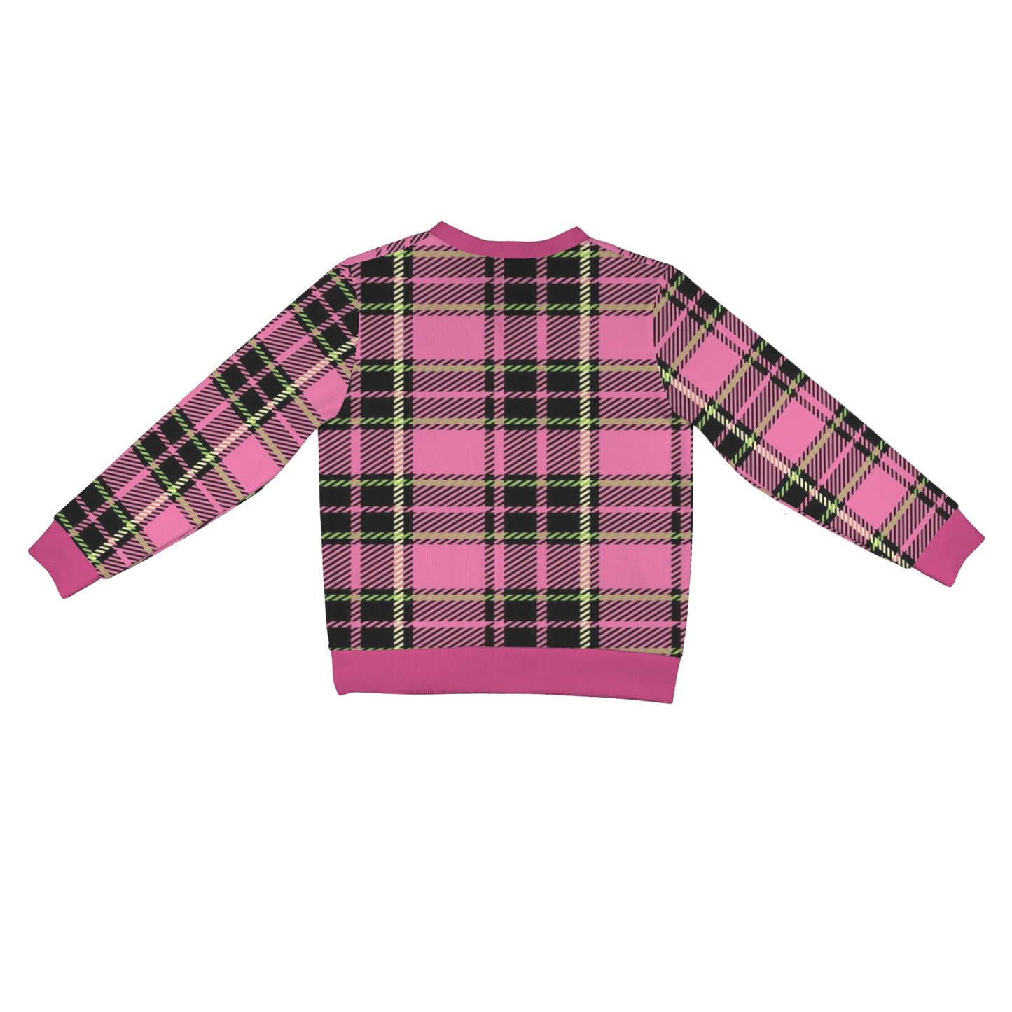 Women's Cardigan Burb Design Fuchsia Green Black Plaid Fall Season Women's Ribbed Cardigan (Model H73)