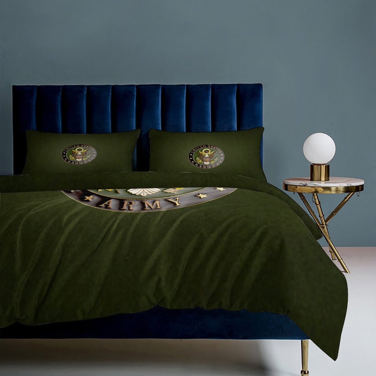 Madison Avenue U.S. Army Emblem Green 3-Piece Bedding Set 79"×90" (1 Quilt Cover + 2 Pillowcases) Comes With Name Or Rank Name On Quilt...