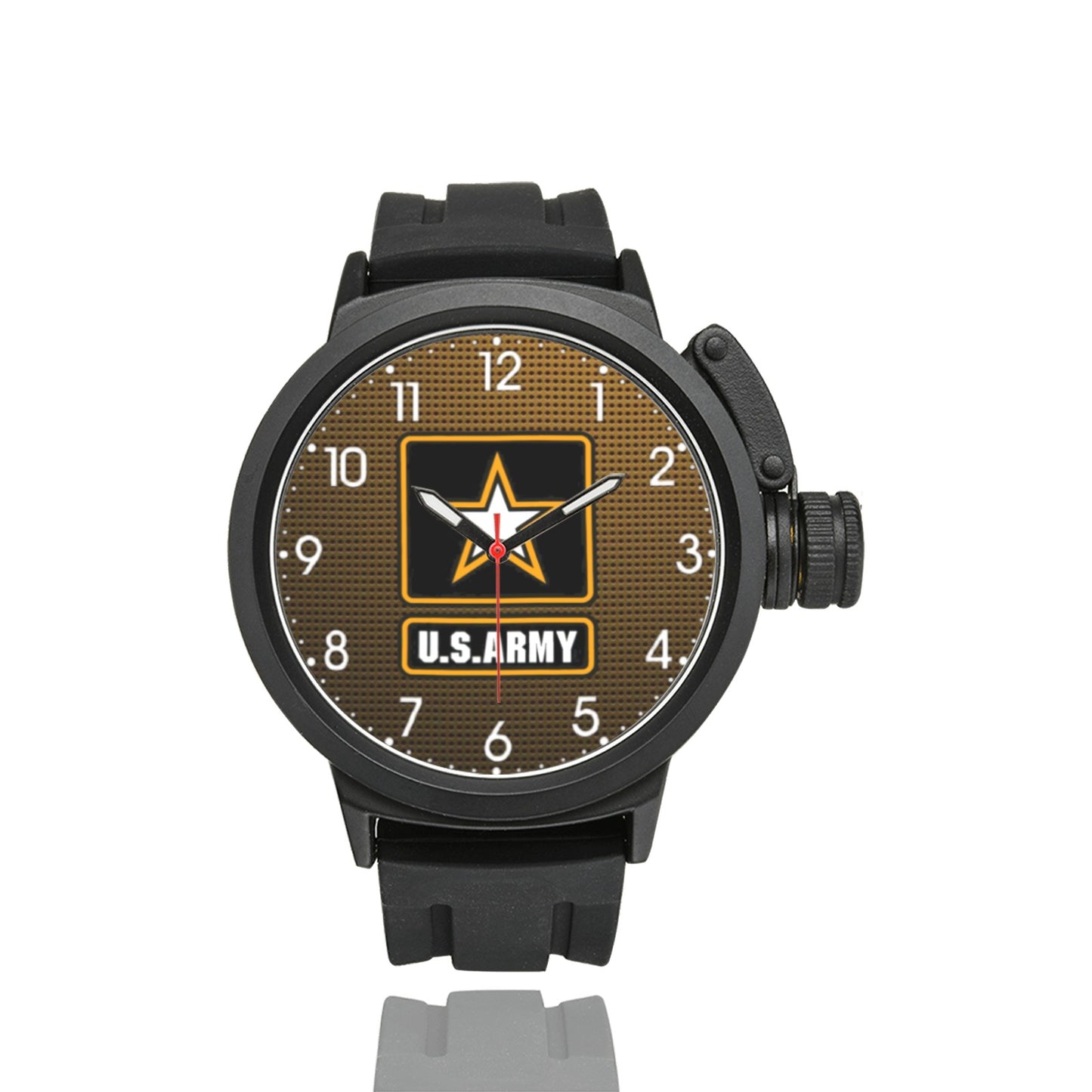 Men's US Army Large Black & Orange Insignia Miyota Quartz Movement Waterproof Monogram Sports Watch...