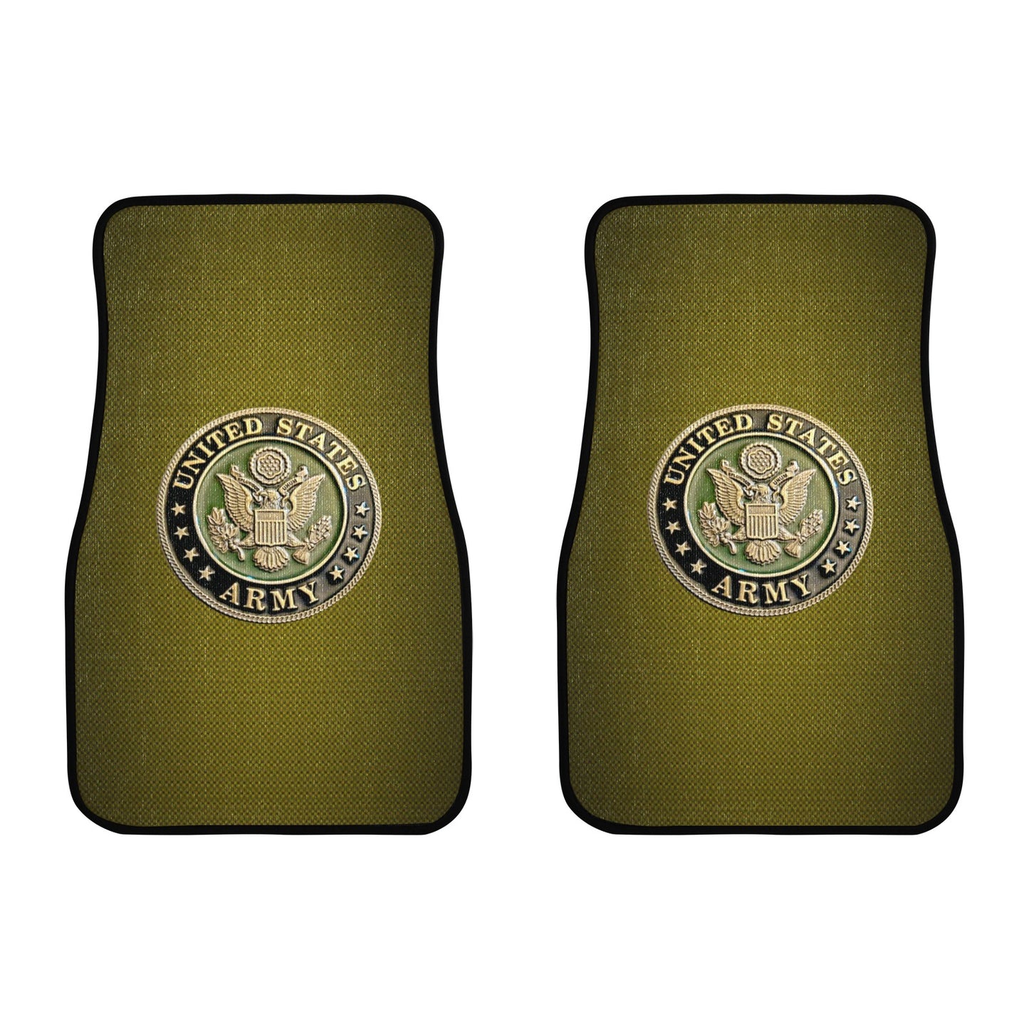 Green Gold US Army Insignia Custom Monogram Floor Mats Front Car Floor Mat (2pcs)