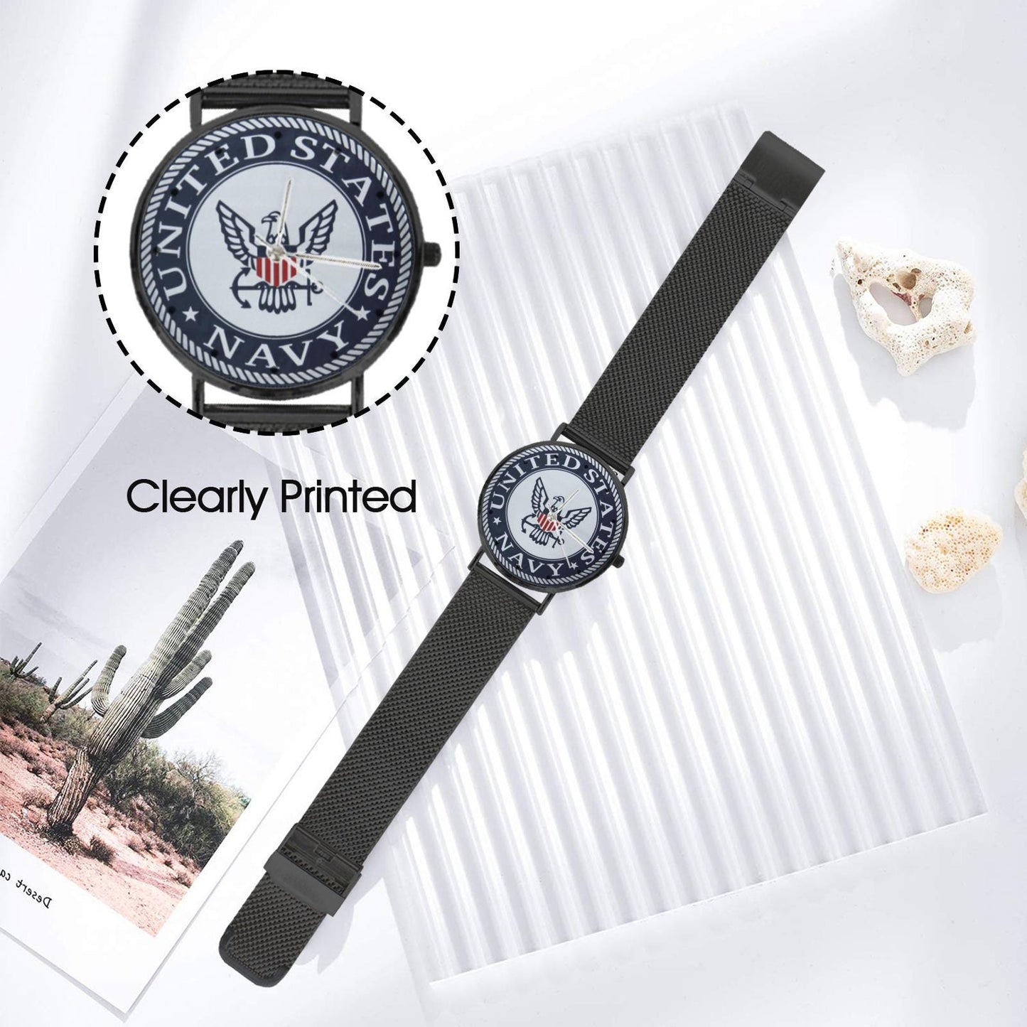 U.S. Navy Insignia 40MM All Stainless Steel Waterproof Monogram Dress Watch....