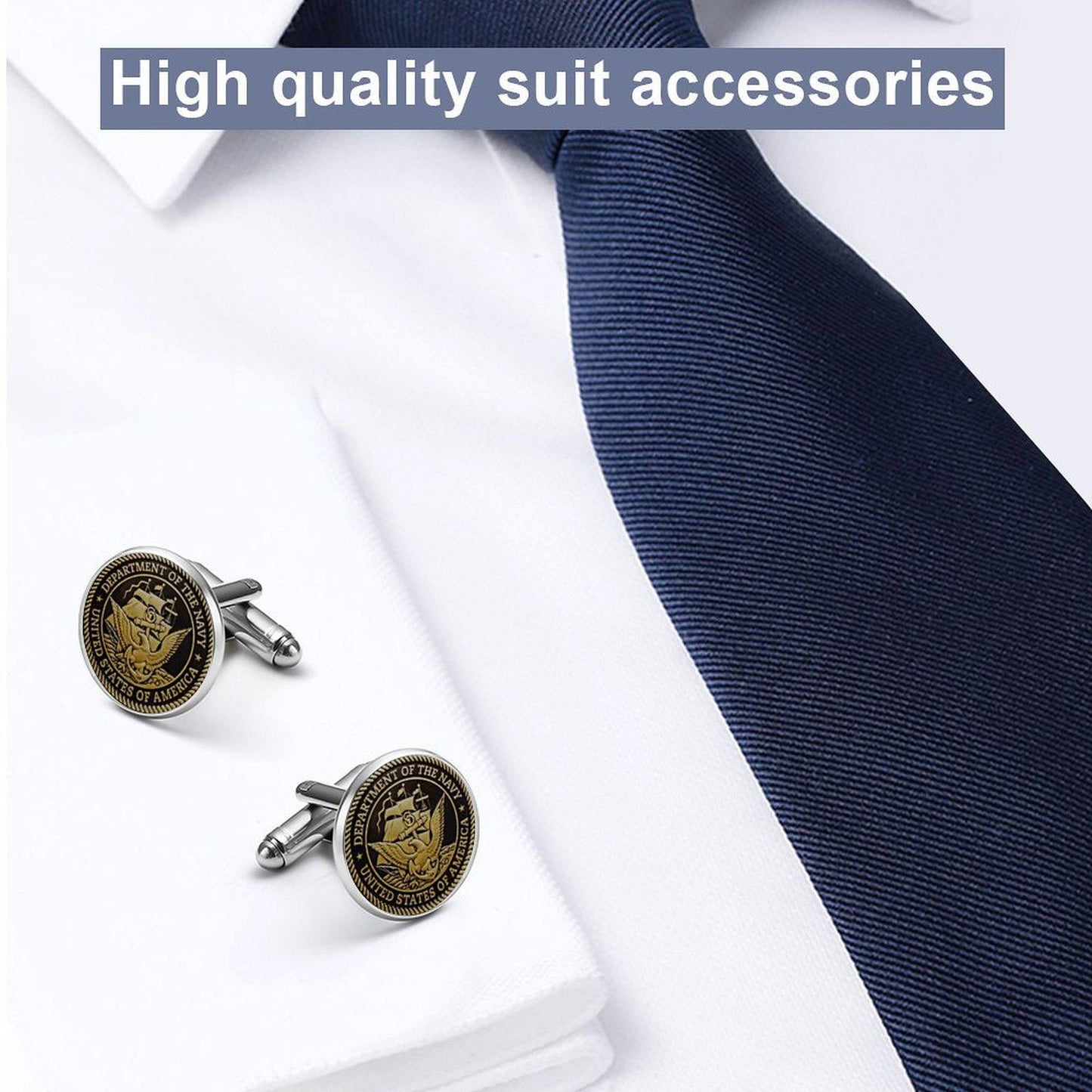 Men's Custom Madison Avenue U.S.Navy Black And Bronze Colored Cufflinks