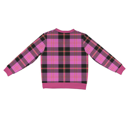Women's Cardigan Burb Design Fuchsia Black Plaid Fall Season Women's Ribbed Cardigan (Model H73)
