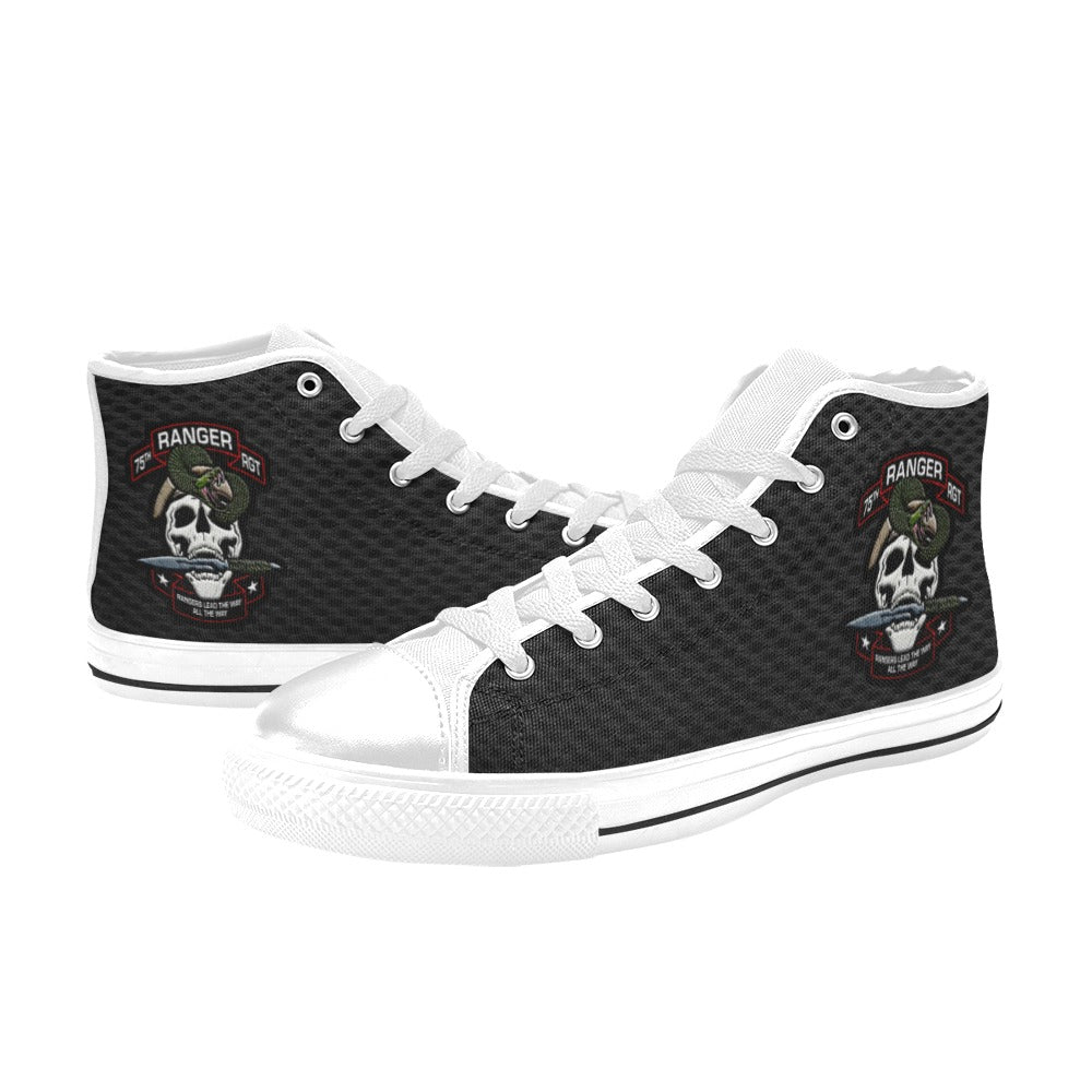 U.S. Army Ranger Black Men’s Classic High-Top Canvas Shoes  Lace-Up Round Toe Metal Eyelets Comes With Name And Rank Name On The Outer Quarter...