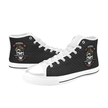 U.S. Army Ranger Black Men’s Classic High-Top Canvas Shoes  Lace-Up Round Toe Metal Eyelets Comes With Name And Rank Name On The Outer Quarter...