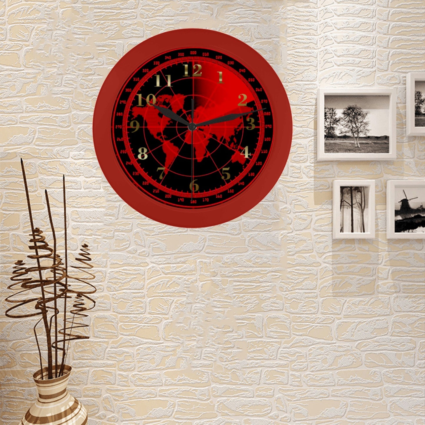 US Navy Gold Yellow Orange Black Outer Wall Clock Circular Plastic Wall clock