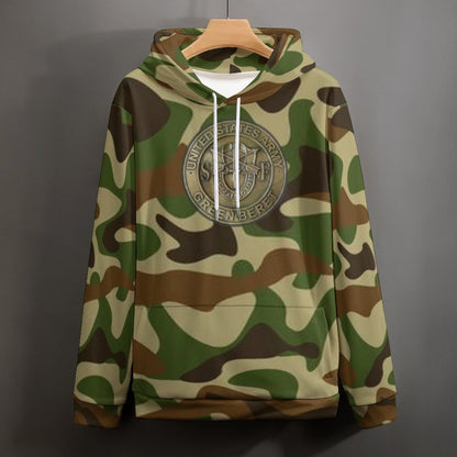 Men's Women's U.S. Green Beret Camouflage Insign Soft Double Layer Loose Fitting Hoodie