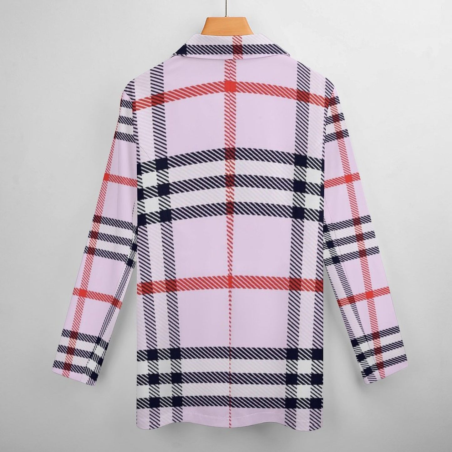 Women's Madison Ave Pink Black & Red Plaid Fall Pattern Design Monogram Formal Casual Blazer....