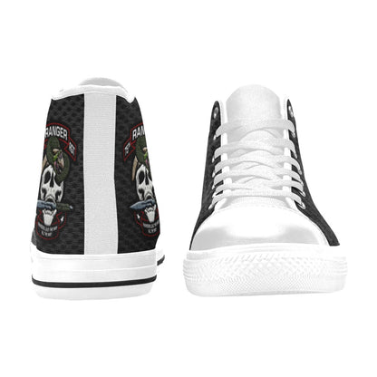 U.S. Army Ranger Black Men’s Classic High-Top Canvas Shoes  Lace-Up Round Toe Metal Eyelets Comes With Name And Rank Name On The Outer Quarter...