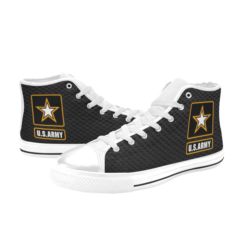 U.S. Army Black Men’s Classic High-Top Canvas Shoes  Lace-Up Round Toe Metal Eyelets Comes With Name And Rank Name On The Outer Quarter...