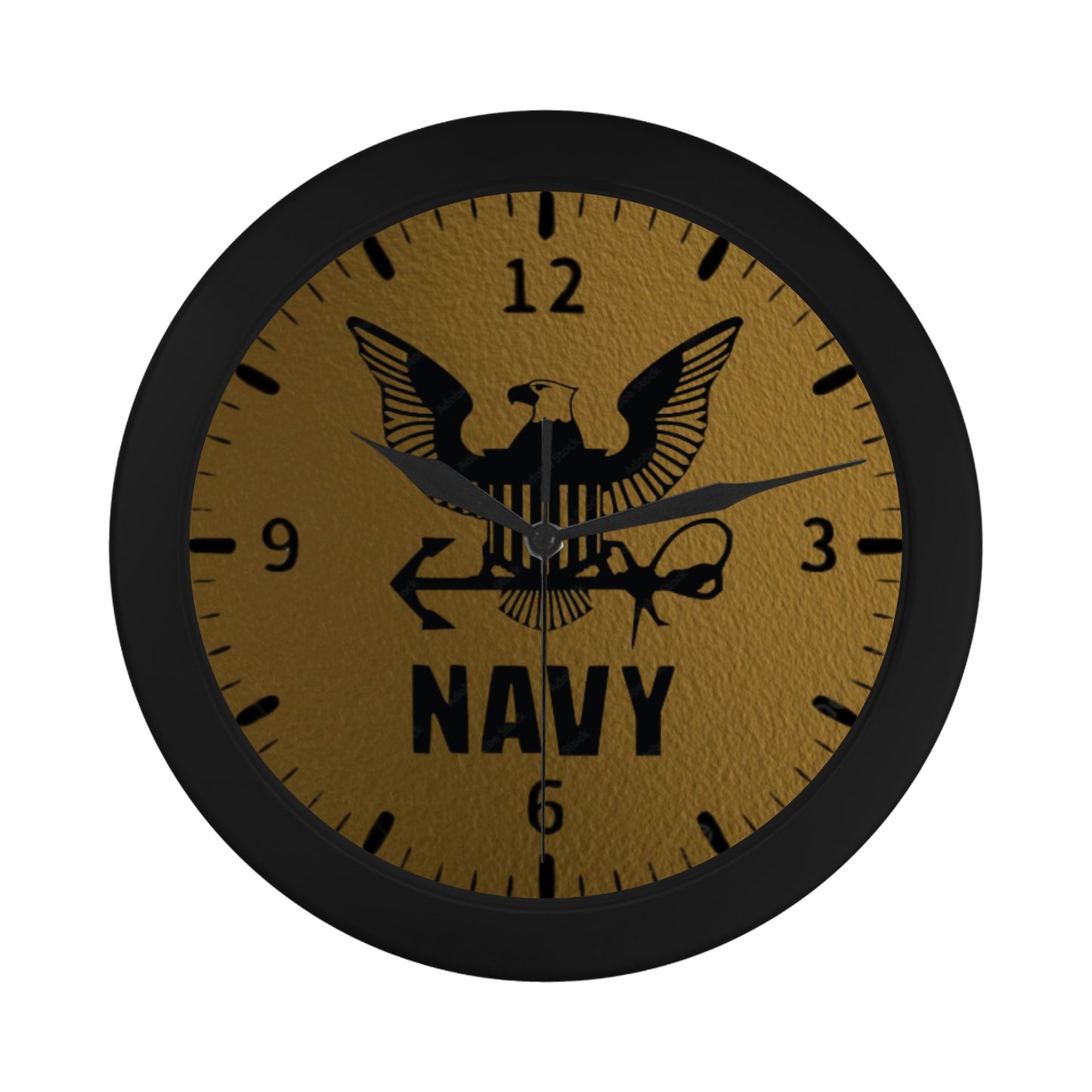 US Navy W Bronze Background Outer Wall Clock Circular Plastic Wall clock