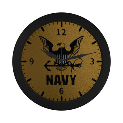 US Navy W Bronze Background Outer Wall Clock Circular Plastic Wall clock
