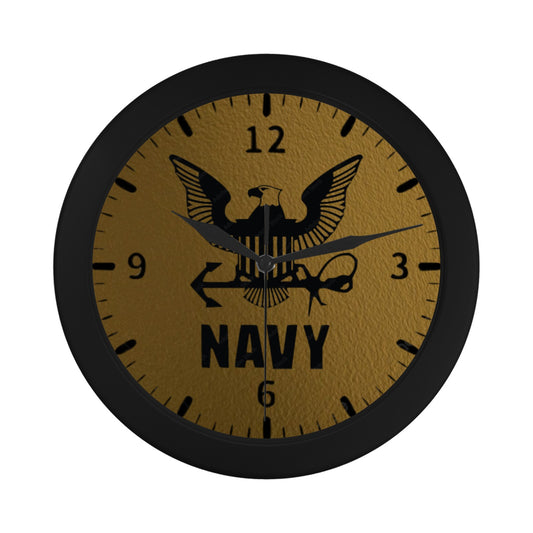 US Navy W Bronze Background Outer Wall Clock Circular Plastic Wall clock