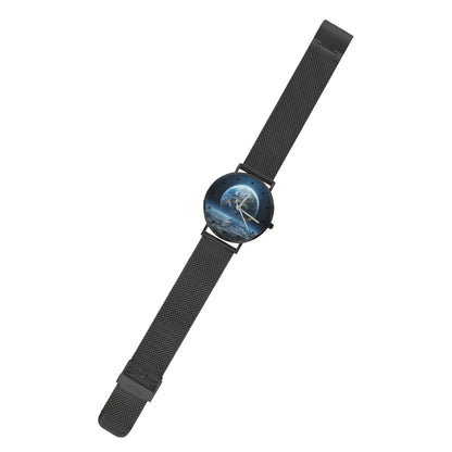 Men's Women's Karman Line View To The Earth From The Moon Dial Waterproof Monogram Black Stainless Steel Dress Watch...