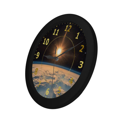 Men's Large Karman Line View Of The Earth Sunset From The Space Outer Wall Clock Circular Plastic Wall clock