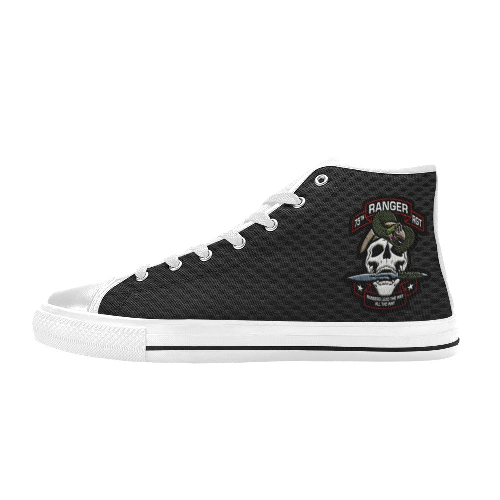 U.S. Army Ranger Black Men’s Classic High-Top Canvas Shoes  Lace-Up Round Toe Metal Eyelets Comes With Name And Rank Name On The Outer Quarter...