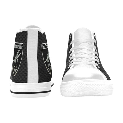 Luftwaffe Black Men’s Classic High-Top Canvas Shoes  Lace-Up Round Toe Metal Eyelets Comes With Name And Rank Name On The Outer Quarter...