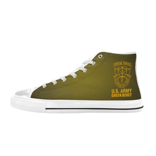 U.S. Army Green Beret Men’s Classic High-Top Canvas Shoes  Lace-Up Round Toe Metal Eyelets Comes With Name And Rank Name On The Outer Quarter...