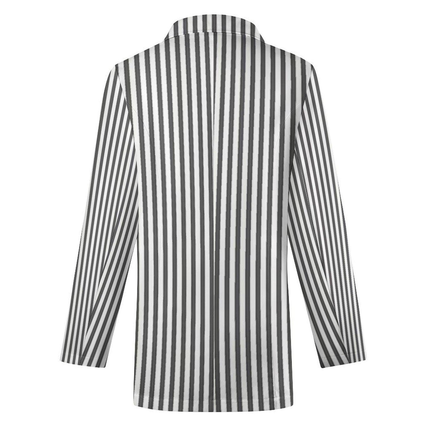 Women's Madison Ave White & Black Pinstripe Print Blazer For Fun Or Dress Type Summer Events