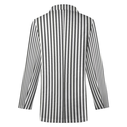 Women's Madison Ave White & Black Pinstripe Print Blazer For Fun Or Dress Type Summer Events