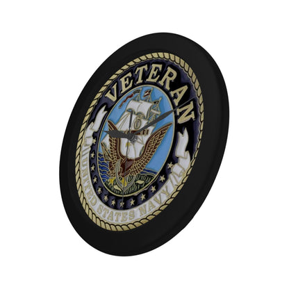 US Navy Veteran Gold White Black Outer Wall Clock Circular Plastic Wall clock