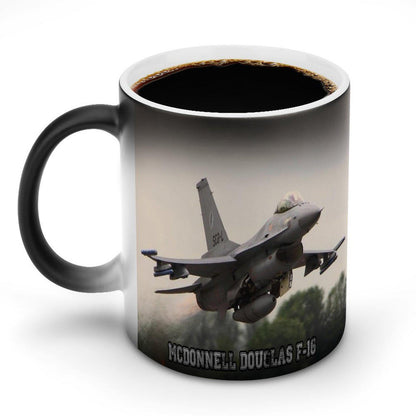 McDonnell Douglas F-16 Fighter Jet Heat Activated Coffee Mug