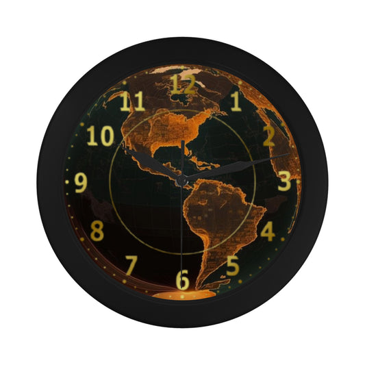 Men's Skeleton Globe Of Earth In Orange Outer Wall Clock Circular Plastic Wall clock