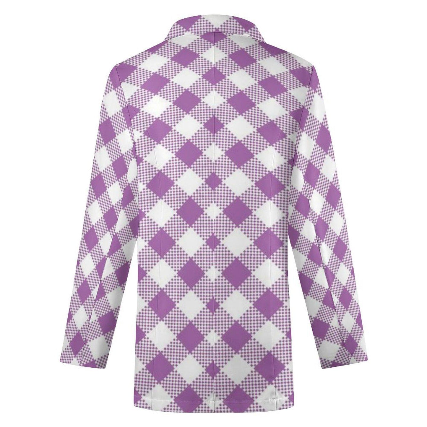 Women's Madison Ave Gorgeous White And Pink Checkered Print Blazer Jacket For Formal and Fun Summer Functions...