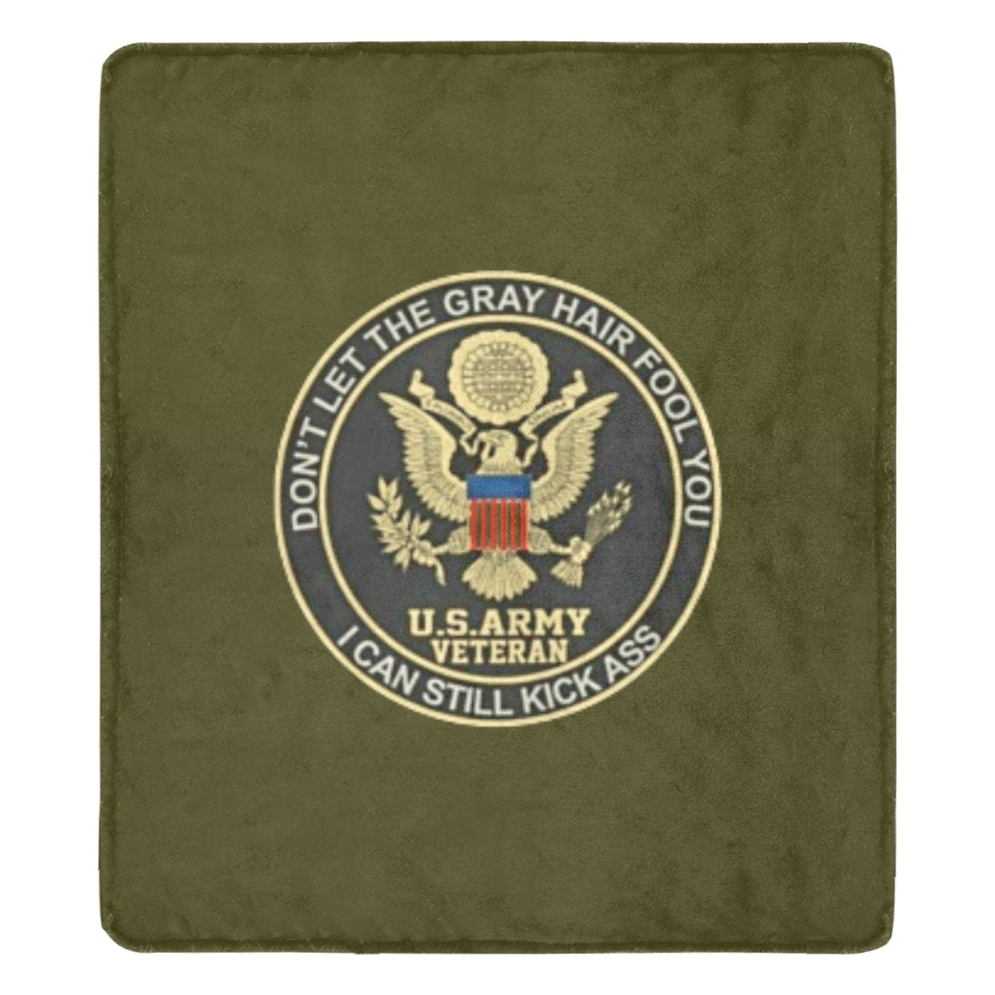 Large Deep Green United States Army Veteran Insignia Ultra-Soft Micro Fleece Blanket 70''x80'' Name Rank Can Be Put On This Blanket...