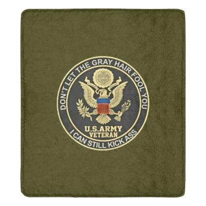Large Deep Green United States Army Veteran Insignia Ultra-Soft Micro Fleece Blanket 70''x80'' Name Rank Can Be Put On This Blanket...