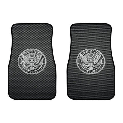 Black W Silver US Army Insignia Custom Monogram Floor Mats Front Car Floor Mat (2pcs)
