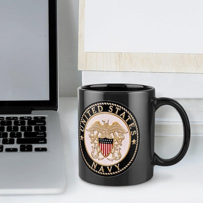 US Navy Emblem Ceramic Coffee Mug Comes With Buyer's Initial Or Rank & Name At No Additional Charge